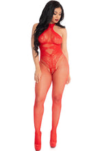 Load image into Gallery viewer, Red bodystocking with halterneck - Red Rebel