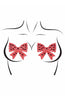 Red bow nipple stickers with rhinestones