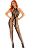 Black backless halter bodystockings with cut-out - Jessa Hinton