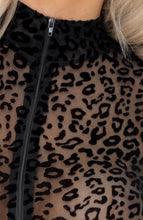 Load image into Gallery viewer, Sheer mesh top with leopard flock embroidery - Play Around