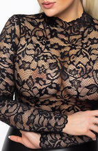 Load image into Gallery viewer, Plus Size lace &amp; wet look pencil dress - Miss Behaved