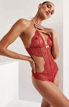 Load image into Gallery viewer, Red bodysuit with double pearl string - Sydney Body Double