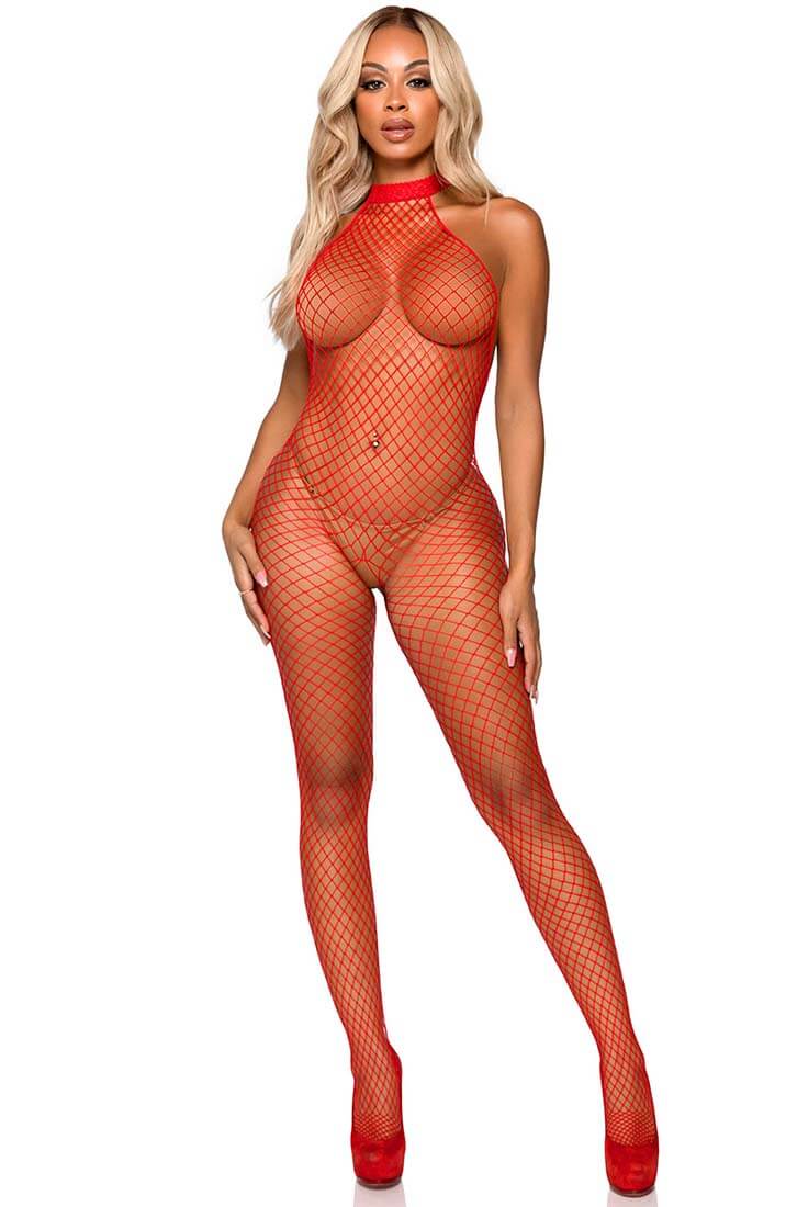 Red Industrial net bodystocking - Tease Me Please Me