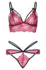 Burgundy strappy lingerie with rhinestones - Je t'aime