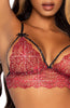 Burgundy strappy lingerie with rhinestones - Je t'aime