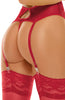 Red lace teddy with suspenders - Allie