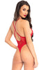Red thong bodysuit with lace-up - Keep On Loving