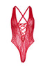 Red thong bodysuit with lace-up - Keep On Loving