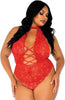 Red crotchless plus size bodysuit - Seduce Me In Red