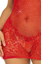 Load image into Gallery viewer, Red lingerie dress with rhinestones - Craving Your Kisses
