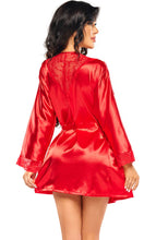 Load image into Gallery viewer, Red satin robe with lace - Penelope