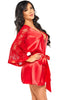 Red satin robe with lace sleeves - Kelly
