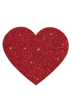 Load image into Gallery viewer, Red glitter heart nipple covers