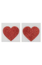 Load image into Gallery viewer, Red glitter heart nipple covers