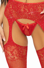 Load image into Gallery viewer, Red lingerie set with rhinestones - French Kisses