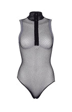 Load image into Gallery viewer, Black zip up fishnet bodysuit - Run For It