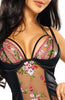 Satin bustier set with embroidered lace - Jen