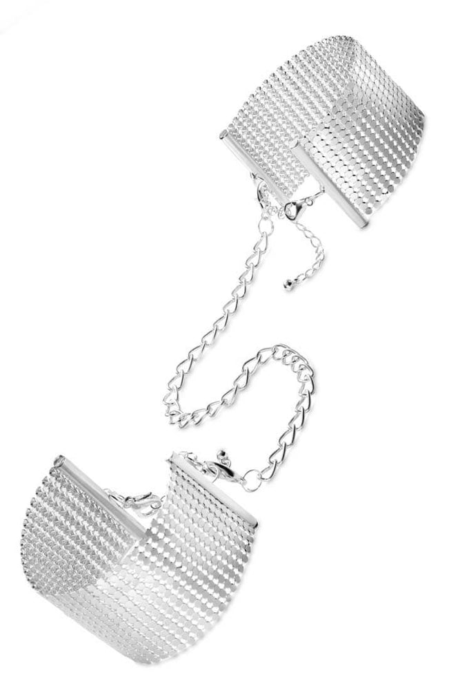 Silver metallic cuffs with silver chain