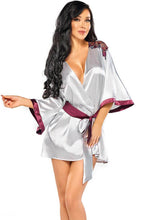 Load image into Gallery viewer, Silver grey satin robe with embroidery - Summer