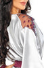 Silver grey satin robe with embroidery - Summer