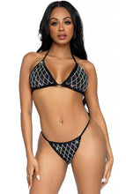 Load image into Gallery viewer, Black diamond pattern rhinestone bikini - Poolside OG