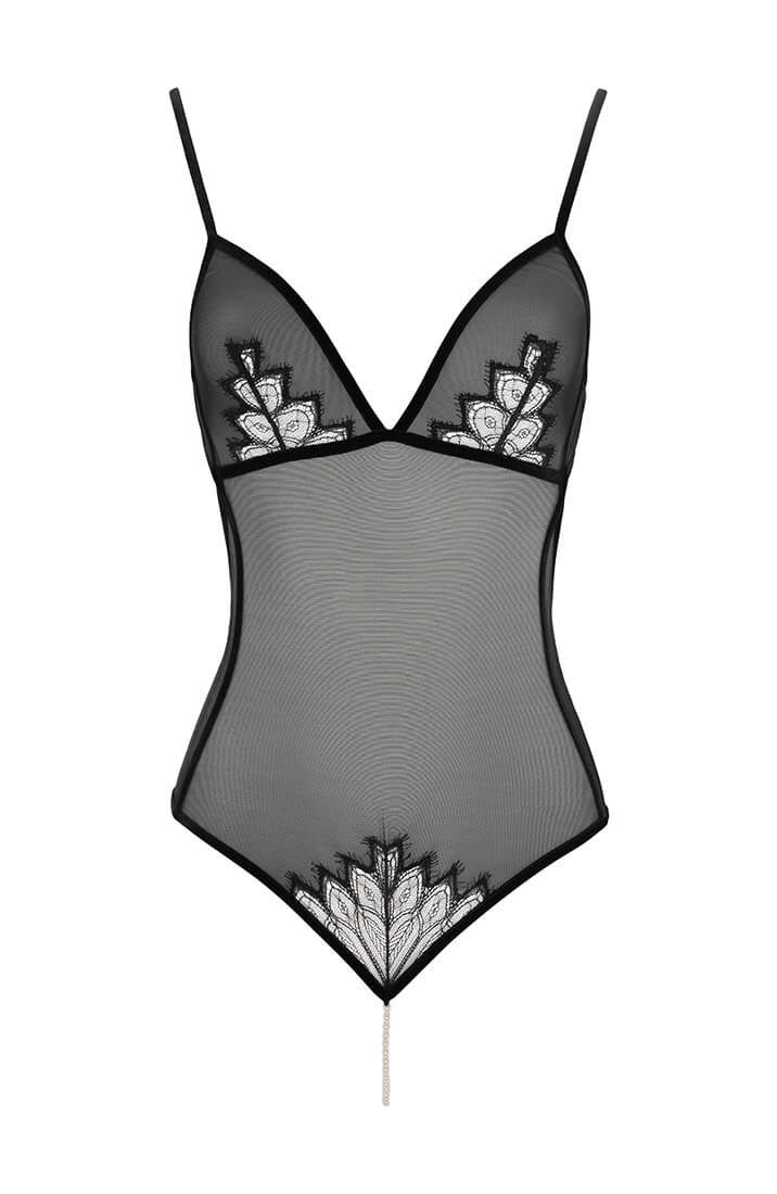 Black bodysuit with pearl string - Kyoto Body