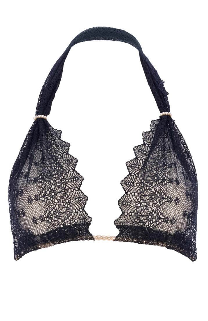 Black bralette with pearls - Geneva Bra