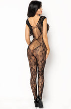 Load image into Gallery viewer, Black bodystocking with straps and floral pattern - Kiara