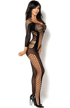 Load image into Gallery viewer, Black cut-out net bodystocking - Lucelia
