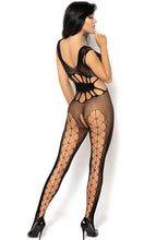 Load image into Gallery viewer, Black crotchless bodystocking with cut-out waist - Etain