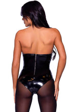 Load image into Gallery viewer, Black vinyl bodysuit