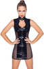 Black vinyl dress with sheer mesh panels - What's Next?