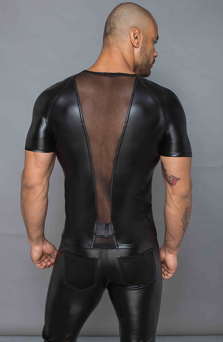 Black wet look t-shirt - Individual