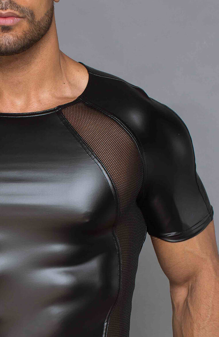 Black wet look t-shirt - Individual