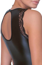 Load image into Gallery viewer, Black wet look dress with lace - Daring Diva