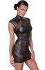 Black wet look dress with sheer mesh highlights - Outside The Lines