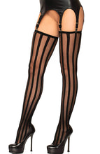 Load image into Gallery viewer, Black stockings with vertical stripes