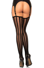 Load image into Gallery viewer, Black stockings with vertical stripes