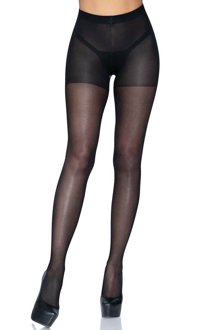 Sheer black open butt pantyhose