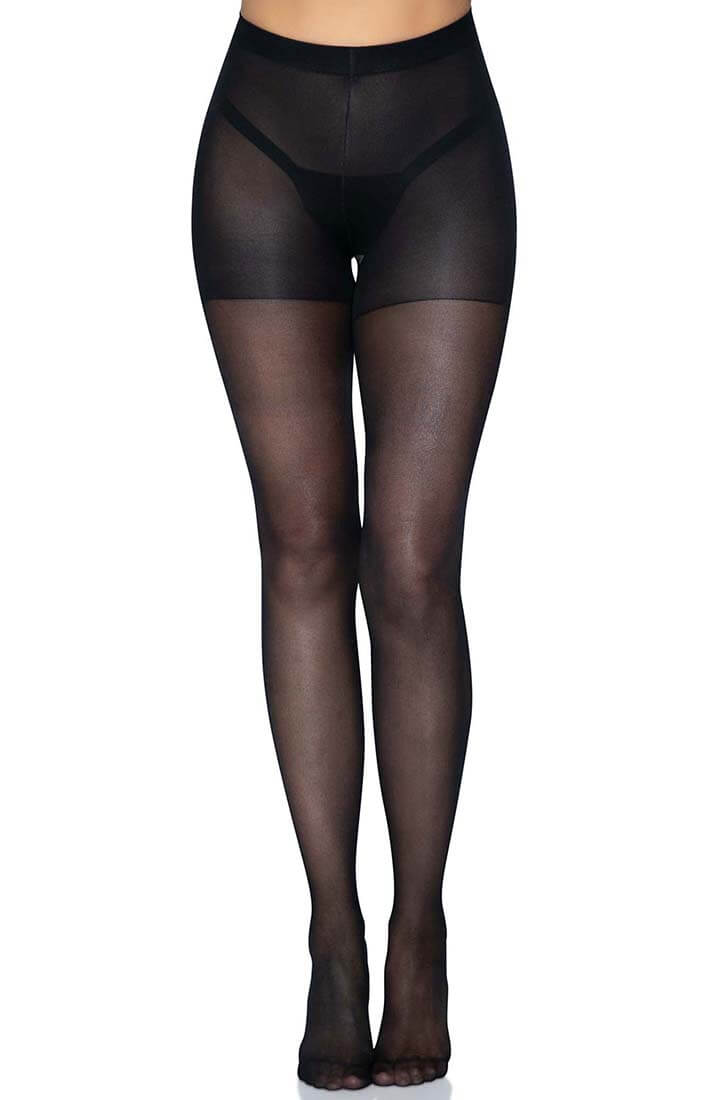 Sheer black open butt pantyhose
