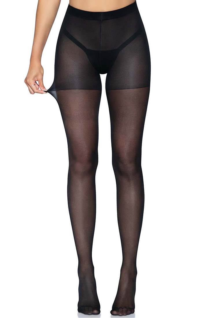 Sheer black open butt pantyhose