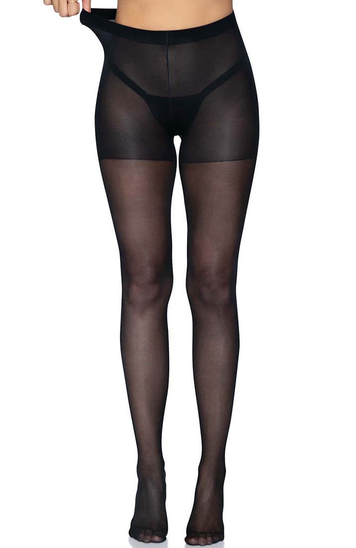 Sheer black crotchless pantyhose