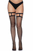 Black fishnet thigh highs with garter top