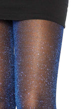 Load image into Gallery viewer, Black pantyhose with blue glitter