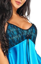Load image into Gallery viewer, Turquoise satin nightie - Julie