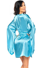 Load image into Gallery viewer, Turquoise satin robe - Sara