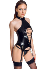 Load image into Gallery viewer, Vinyl lace-up bustier with suspenders - All In