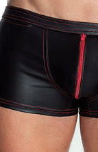 Load image into Gallery viewer, Wet look boxer shorts with red zip - Red Out