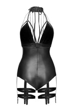 Load image into Gallery viewer, Wet look cage bodysuit with garter - OUTRAGEOUS