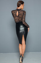 Load image into Gallery viewer, Lace &amp; wet look pencil dress - Miss Behaved